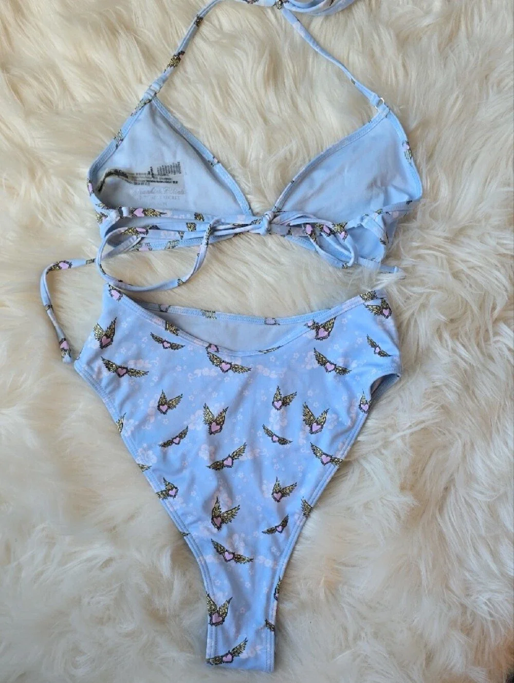 Victoria's Secret x Frankie's Bikinis Light Blue Wing Heart Bikini Set SIZE M